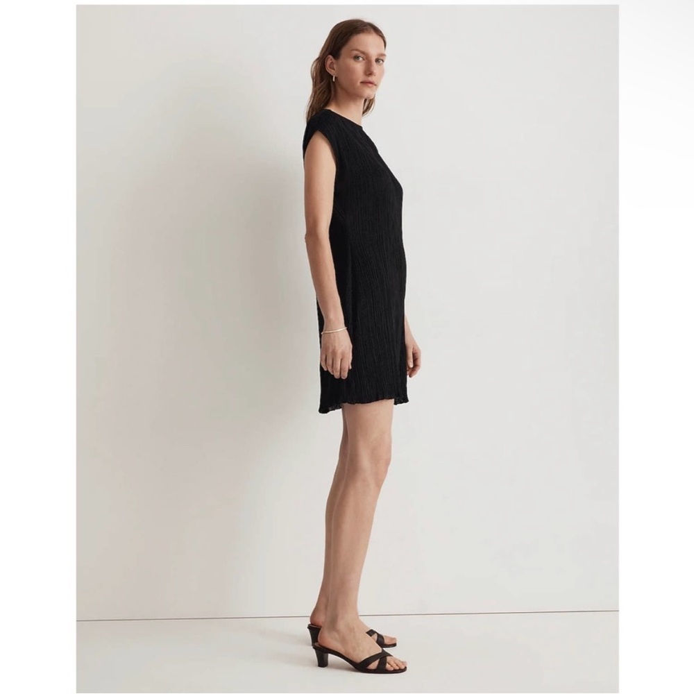 Madewell Plissé Mini Tee Dress Black - Picture 2 of 9